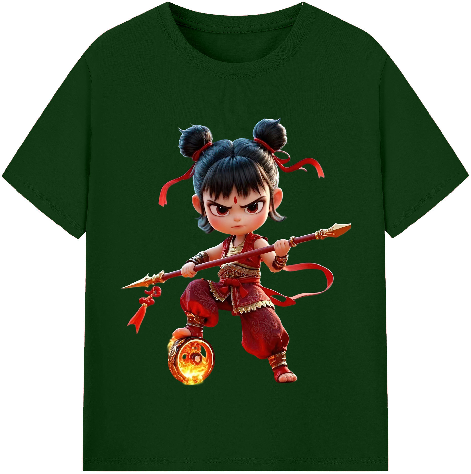 （画像用） Ne Zha 2 ナタ 魔童の大暴れ 綿100％半袖Tシャツ（フロントプリント）